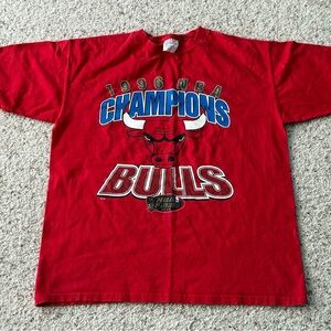 Vintage MIRO Red and Blue Bulls Champions Kids Tee.  1996 NBA CHAMPIONS!